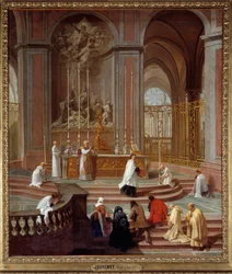Messen til kanonen av La Porte eller Mesteralteret i Notre-Dame de Paris Maleri av Jean Jouvenet (1644-1717) 1708-1710 Dim. 1,62 x 1,41 m - Messen til Canon de La Porte eller alteret i Notre-Dame de Paris. Maleri av Jean Jouvenet (1644-1717) 1708-