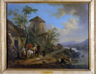 Landsscene: "The blow of the stigbøylen"" - maleri av J.B Lallemand (1716 - 1803), sent på 1600-tallet, Museum of Fine Arts of Dijon.