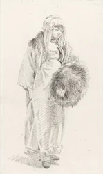 Russisk kvinne med pelsmuff, mellom 1758 og 1761