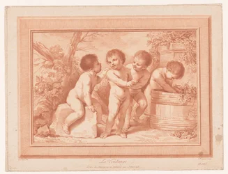 Fire putti med en vintønne La Vendange (tittel på objekt)