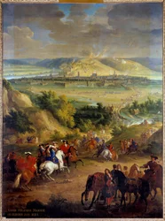 Setet i Namur i Belgia i juni 1692 av kong Ludvig XIV (1638-1715) Maleri av døperen Johannes Martin den eldre (1659-1735) Søn. 2,7x2 m