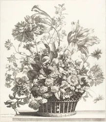 En kurv med vårblomster