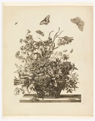 Tallerken 10, fra sett med blomster i en kurv
