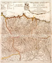 Kart over Asturias (Spania) (Gravering