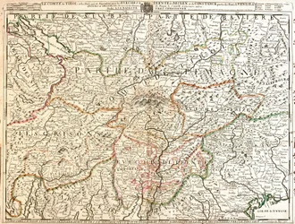 Kart over Tyrol-provinsen (Tyskland) (Gravering