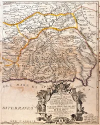 Kart over Granada-provinsen (Spania) (Gravering