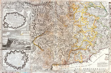 Kart over de sørlige territoriene til hertugen av Savoy, i Italia (Gravering