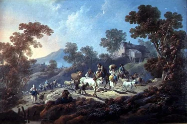 A Rocky Wooded Landscape (olje på lerret)