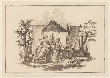 Figurer med en squash, fra "Ny notatbok med seks ark med forskjellige historiske kinesiske emner"