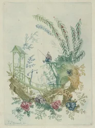 Ornamentdesign fra Nouvelle Suite de Cahiers de Dessins Chinois, 1790-tallet.