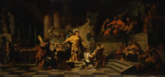 Aeneas ofrer gaver til kong Latinus og ber ham om hånden til hans datter, 1778