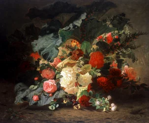 Blomsterkomposisjon. Maleri av Jean Baptiste Robie (1821–1910). Privat samling.