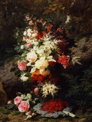 Stilleben med bringebær. Maleri av Jean Baptiste Robie (1821–1910). Privat samling.