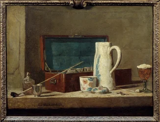 Piper og vase for å drikke eller røyke Maleri av Jean Baptiste Simeon Chardin (1699-1779) 1700-talls søn. 0,32 x 0,42 m. Paris. Museet Louvre