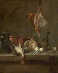 Stilleben med rokke og kurv med løk, 1731