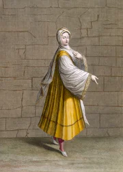 En jente fra Fine, plansje 72 fra «Samling av hundre trykk som fremstiller Levantens forskjellige nasjoner» av Charles de Ferriol, gravert av J. de Franssieres, 1707-08