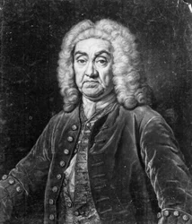 John James Heidegger, gravert av John Faber, 1749