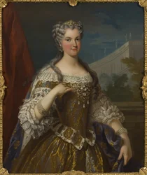 Marie Leszczynska (Leczinska), polsk aristokrat og dronning av Frankrike - Portrett av Marie Leszczynska, dronning av Frankrike (1703-1768), av Van Loo, Jean Baptiste, Kopi etter (1684-1745). Olje på lerret. Størrelse: 104x82cm. Nationalmuseum Stockholm