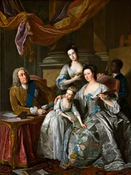Richard Boyle, 3. jarl av Burlington og 4. jarl av Cork, med kona Dorothy Savile og deres døtre (olje på lerret)