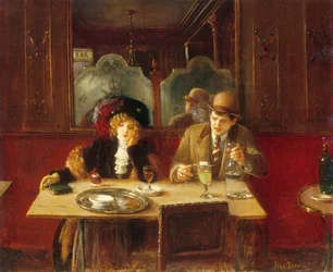 På kafé, absintdrikkere, ca. 1909