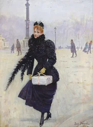 Pariserinne på Place de la Concorde, ca. 1890
