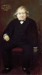 Portrett av Joseph Ernest Renan (1823-1892), fransk historiker, filosof, filolog og forfatter, av Jean Beraud (1849-1935), Maleri