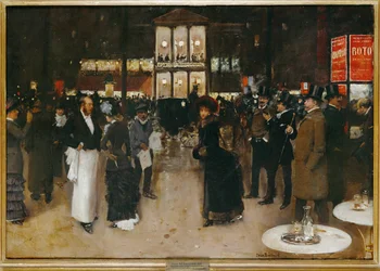 Boulevarden foran Theatre des Varietes, Paris, om natten (maleri på lerret)
