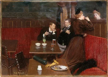 Tre figurer på en kafé, ca. 1890 (olje på lerret)