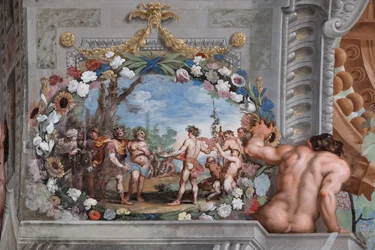 En av de førtien panelene med scener som forteller hendelsene til Bacchus