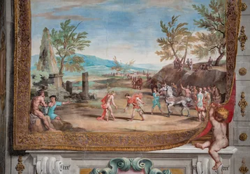 Møtet mellom Proteus, kongen av Memfis, og Bacchus i Egypt