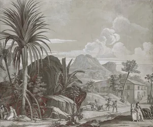 Leaving for a Walk, tapetpanel fra serien "Paul et Virginie", av Dufour & Cie, ca. 1823