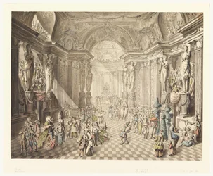 Tegning, utsikt over maskeradeballet, 1770–80