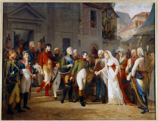 Napoleon I (1769-1821) mottok dronning Louise av Preussen (1776 - 1810) i Tilsit (Tilsitt) 6. juli
