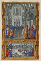 Les Très Riches Heures du Duc de Berry, Folio 129v - Det hellige sakrament
