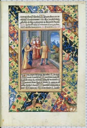 Fru Lat. QvI126 f.22 Josef tolker faraoens drømmer, fra «Louis d#39;Orleans#39; tidebok»