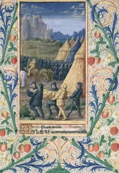 Fru Lat. QvI126 f.64 Absaloms død, fra «Louis d#39;Orleans#39; tidebok»