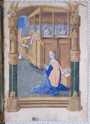 Ms. Lat. Q.v.I.126, fol. 12v: Bebudelsen, fra tideboken til Ludvig av Orléans, 1490