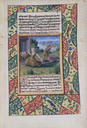 Ms Lat. Q.v.I.126 fol.15 Adam og Eva arbeider, fra Book of Hours of Louis dOrleans, 1490