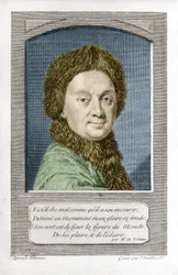 Pierre Louis Moreau de Maupertuis, astronom (1698 - 1759), gravert av J. Daullé i 1755