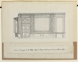 Design for veggdekorasjoner for Salon de Compagnie (blyant, penn og blekk og vask på papir)