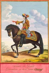 Portrett av Louis XIV til hest i slaget ved Cambrai, andre halvdel av 1600-tallet.