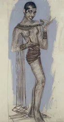 Josephine Baker - En maquette for et viktig lakkpanel, ca. 1927 (blyant på papir)