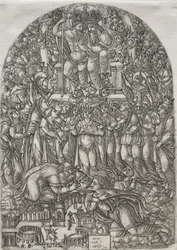 The Apocalypse: An Innumerable Multititude som står foran tronen, 1555.