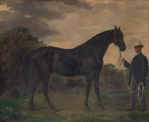 Chippendale & a Groom in Landscape, ca. 1837-1900 (olje på lerret)