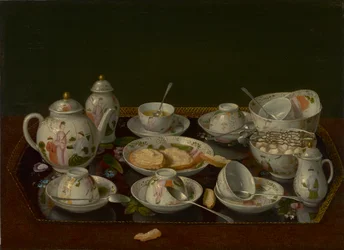 Stilleben: tesett, ca. 1781-3 (olje på lerret montert om bord)