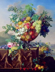 Coupé med blomster og frukt