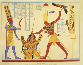 Reproduksjon av fresker i Abu Simbel-tempelet av J. F. Champollion