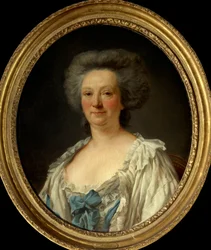 Portrett av Madame Geoffrin (Marie-Therese Rodet) (Marie Therese) (1699-1777) Maleri av Jean Francois Colson (1733-1803) 1757 Søn 0,7x0,6 m Paris, Musee Carnavalet