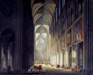 Interior view of the cathedrale Notre Dame de Paris Painting by J. F. Depelchin (1770-1835) 1789 Sun. 0,43x0,54m Paris, Musee Carnavalet - Interior view of the cathedral Notre Dame de Paris. Painting by J.F. Depelchin (1770-1835)   1413682   no       norwe