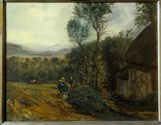Gårdsmaleriet av Jean Francois Hue (1751-1823) 1800-tallet,